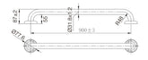 Straight Grab/ Shower Rail 900x32mm Fit TPH132 or TPH 1350 on